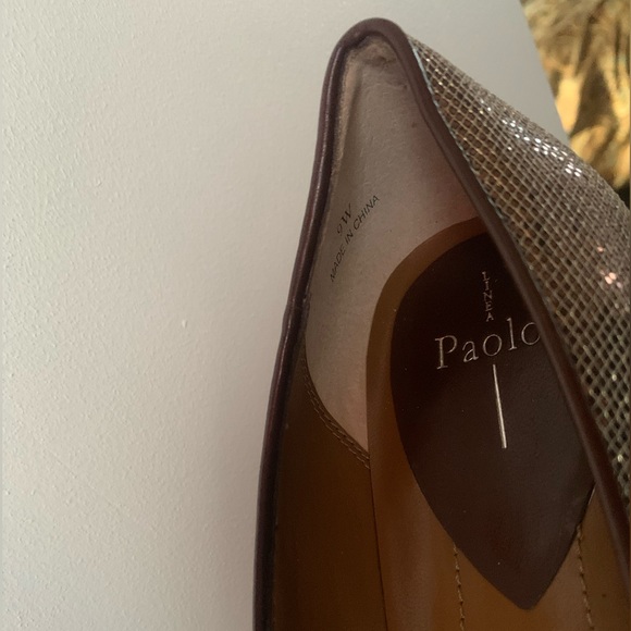 NEW Linea Paulo Jimmie Bronze/Gold Peep Toe Wedges, Size 9 - Picture 5 of 10